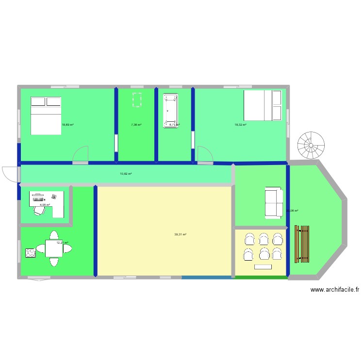 HOME1. Plan de 9 pièces et 140 m2