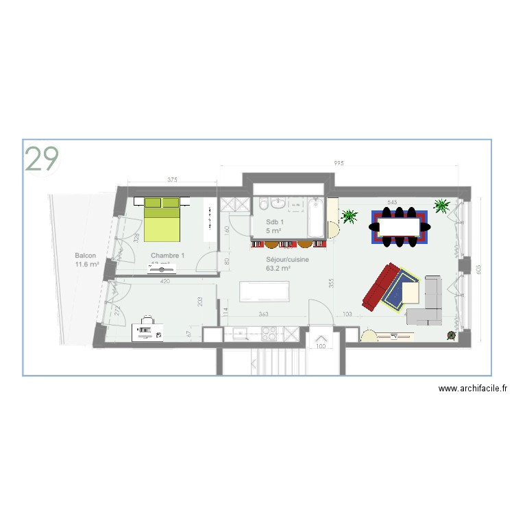 appartement T29. Plan de 0 pièce et 0 m2