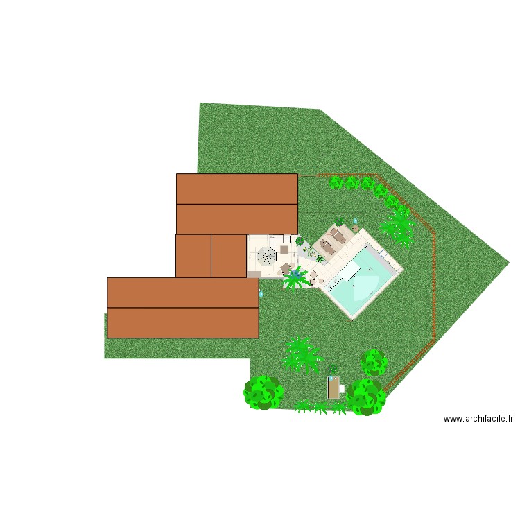 PISCINE 6x4 + balnéo calepinage 60x60 + bois. Plan de 2 pièces et 22 m2