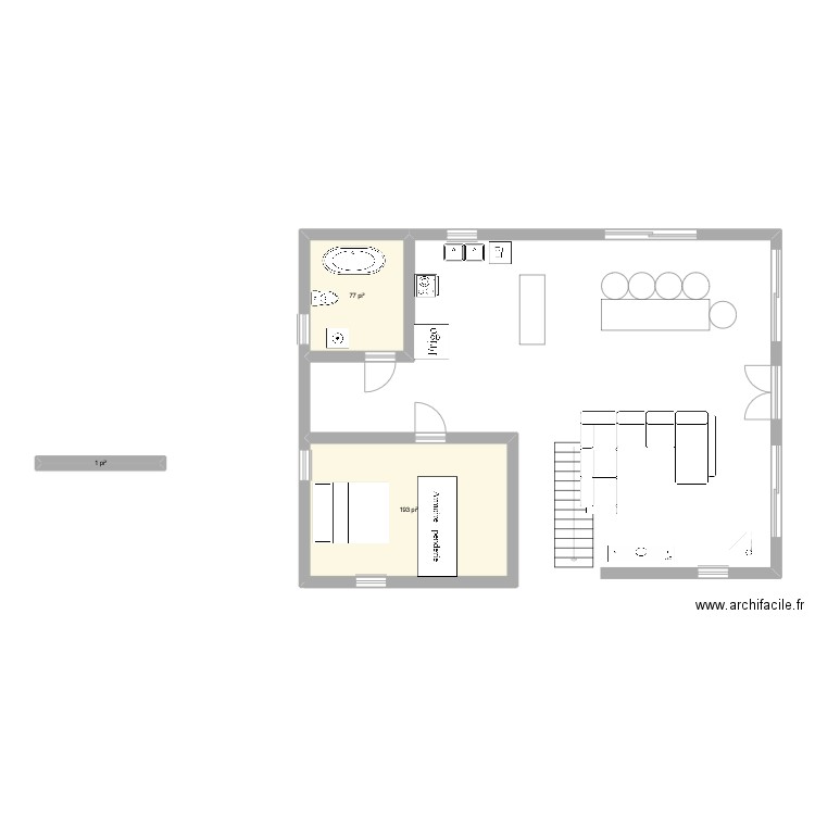 111. Plan de 3 pièces et 25 m2