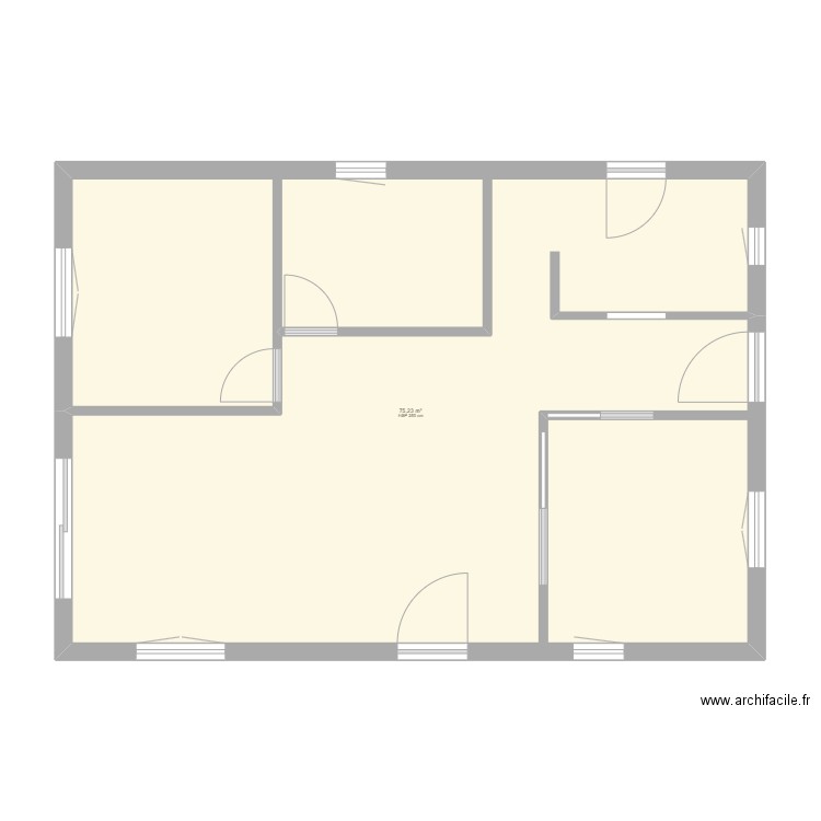 rdc jean. Plan de 1 pièce et 75 m2