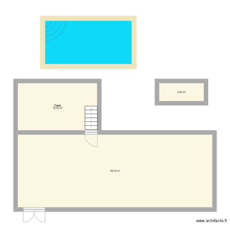 test plan Eddy. Plan de 3 pièces et 78 m2