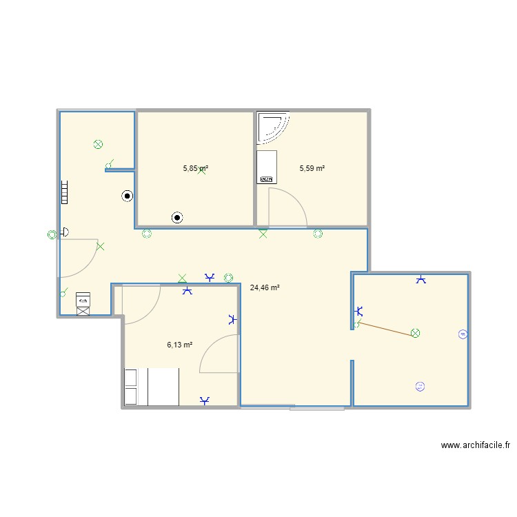 robin dela mourche. Plan de 4 pièces et 42 m2