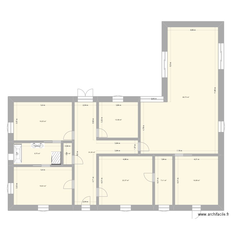 Plan eau + elec. Plan de 10 pièces et 200 m2