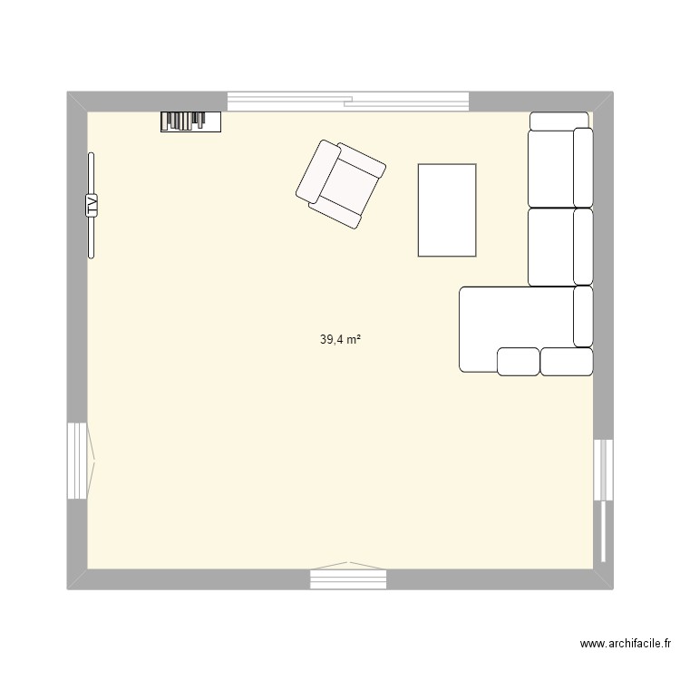 projet salon exemple. Plan de 1 pièce et 39 m2