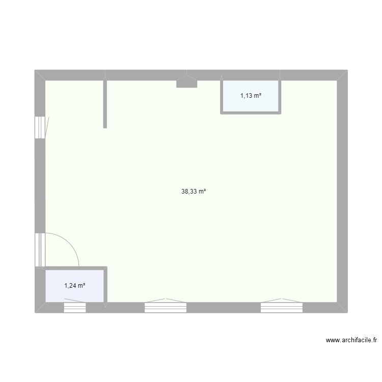 Non séparé. Plan de 3 pièces et 41 m2