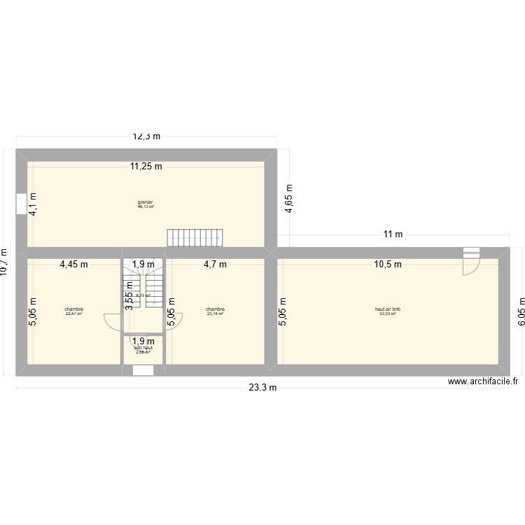 bignoux étage. Plan de 6 pièces et 155 m2