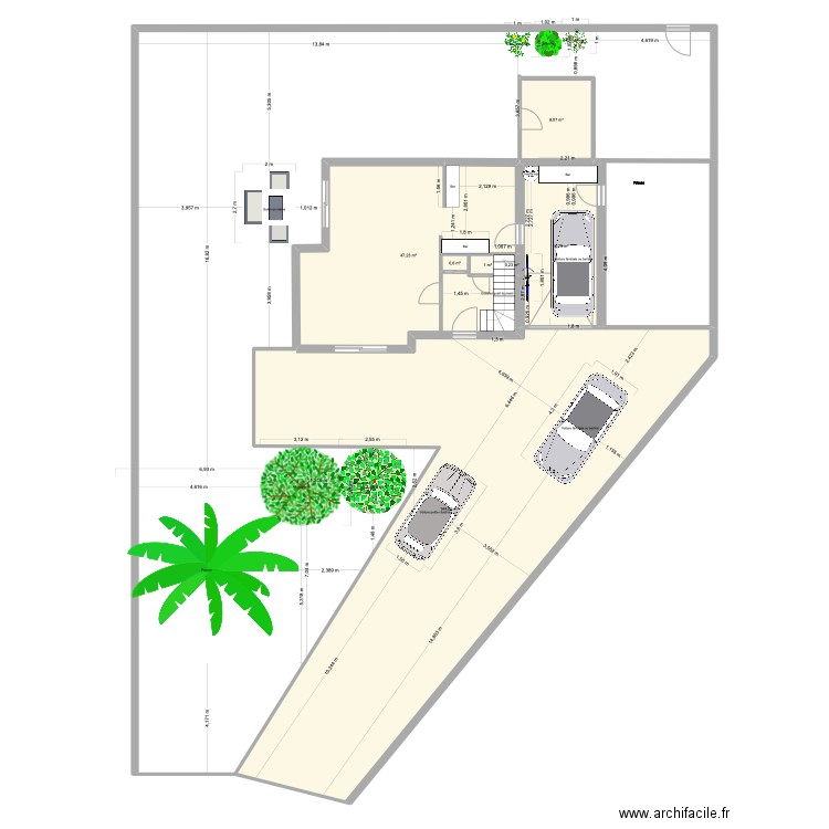 carport. Plan de 7 pièces et 218 m2