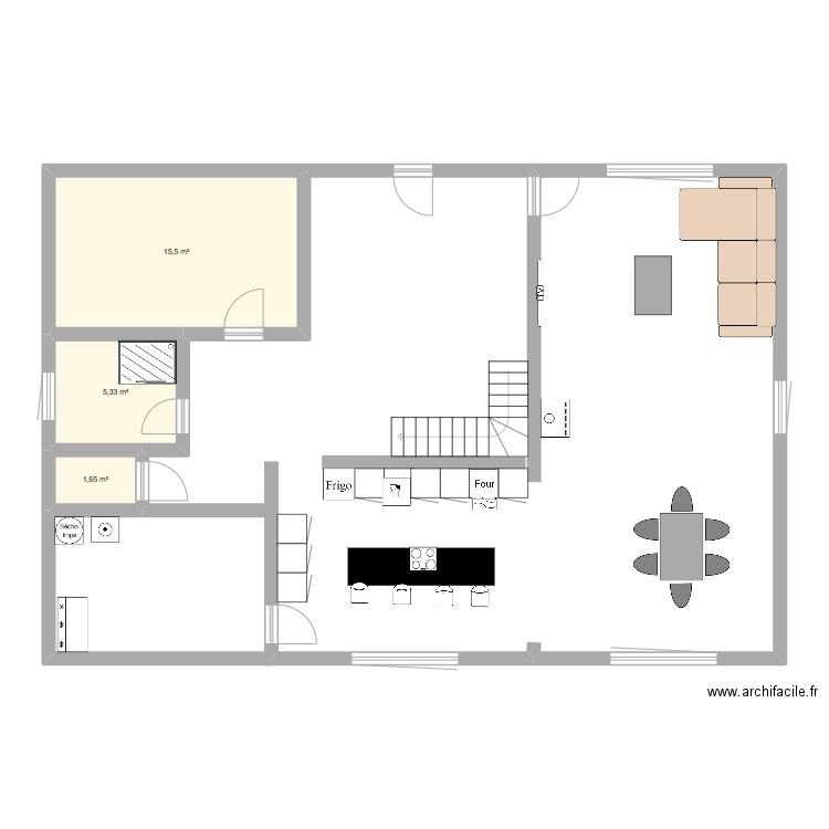 maison. Plan de 3 pièces et 22 m2