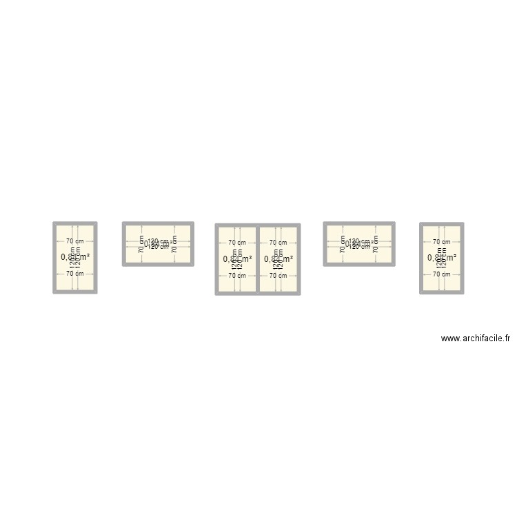 echantillothèque. Plan de 6 pièces et 5 m2