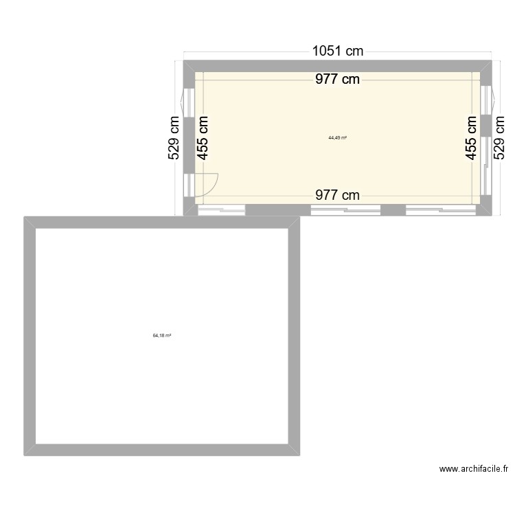 Option 1 avec sous-sol. Plan de 2 pièces et 109 m2