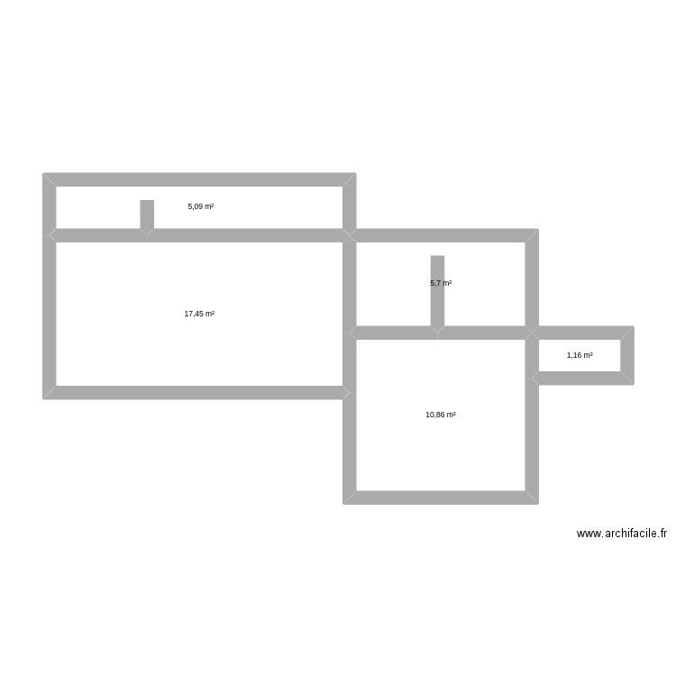 stage. Plan de 5 pièces et 40 m2