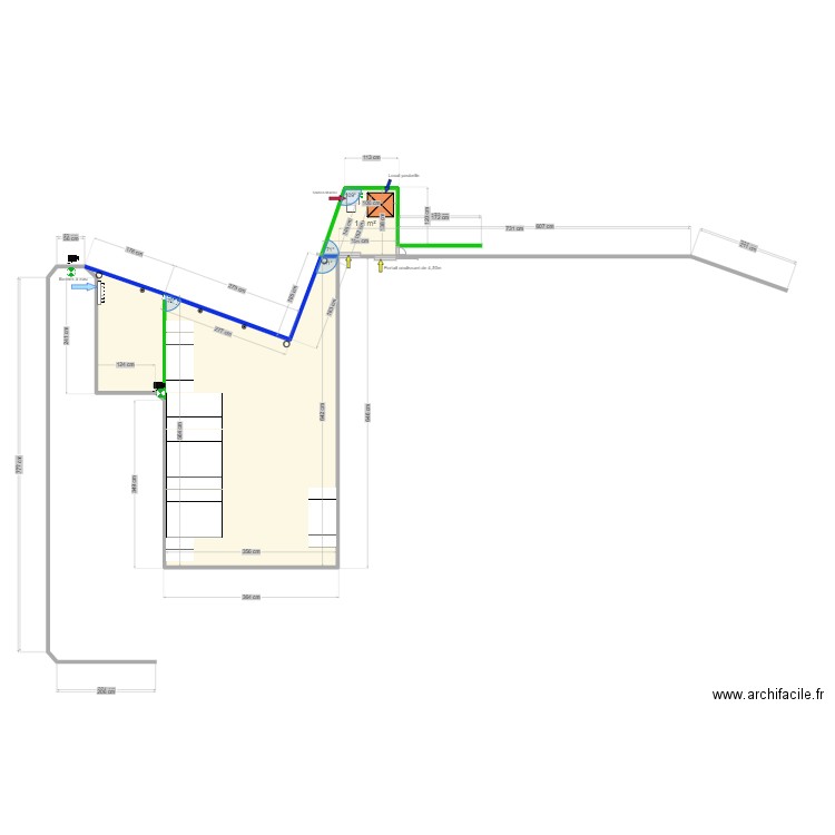 extension port de commerce. Plan de 3 pièces et 24 m2