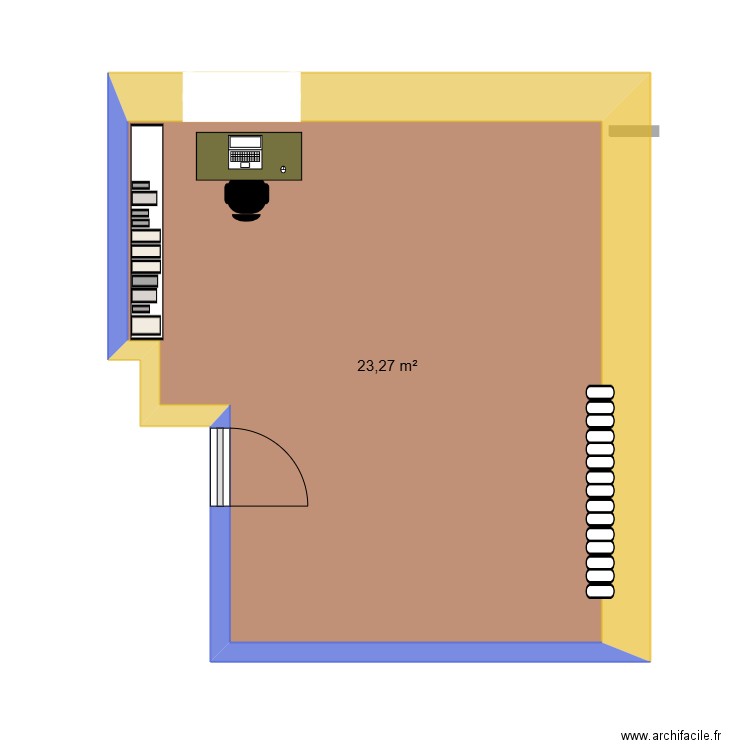 Bureau. Plan de 1 pièce et 23 m2