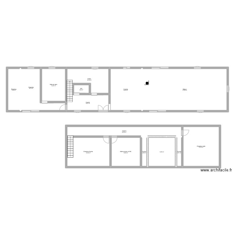 Maison chez nini. Plan de 15 pièces et 275 m2