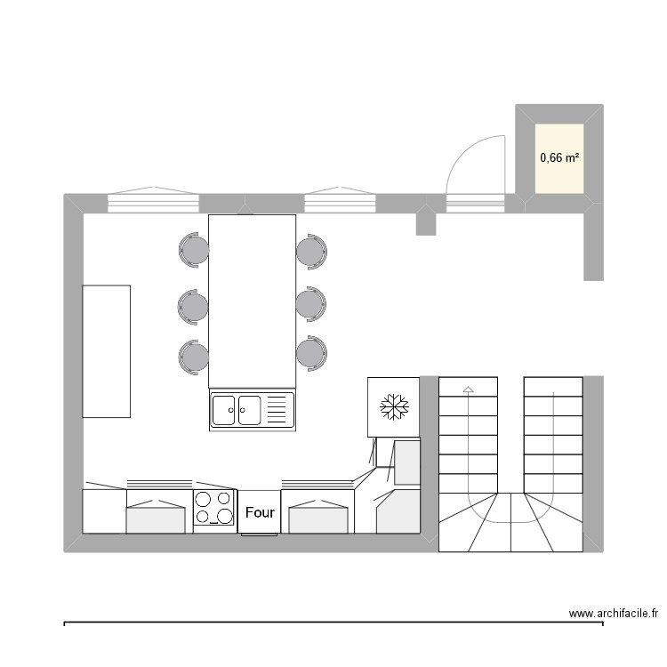 IVRY Cuisine. Plan de 1 pièce et 1 m2