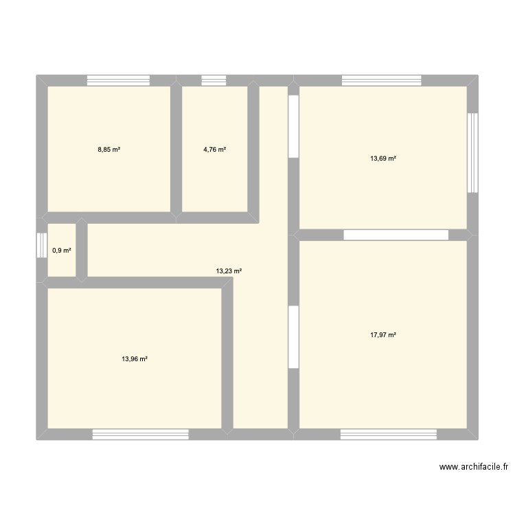 maison 2. Plan de 7 pièces et 73 m2