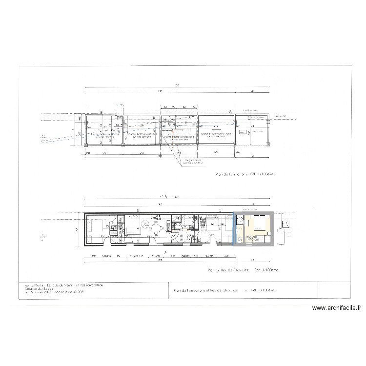 Lodge-aménagement préau_3TER. Plan de 2 pièces et 14 m2