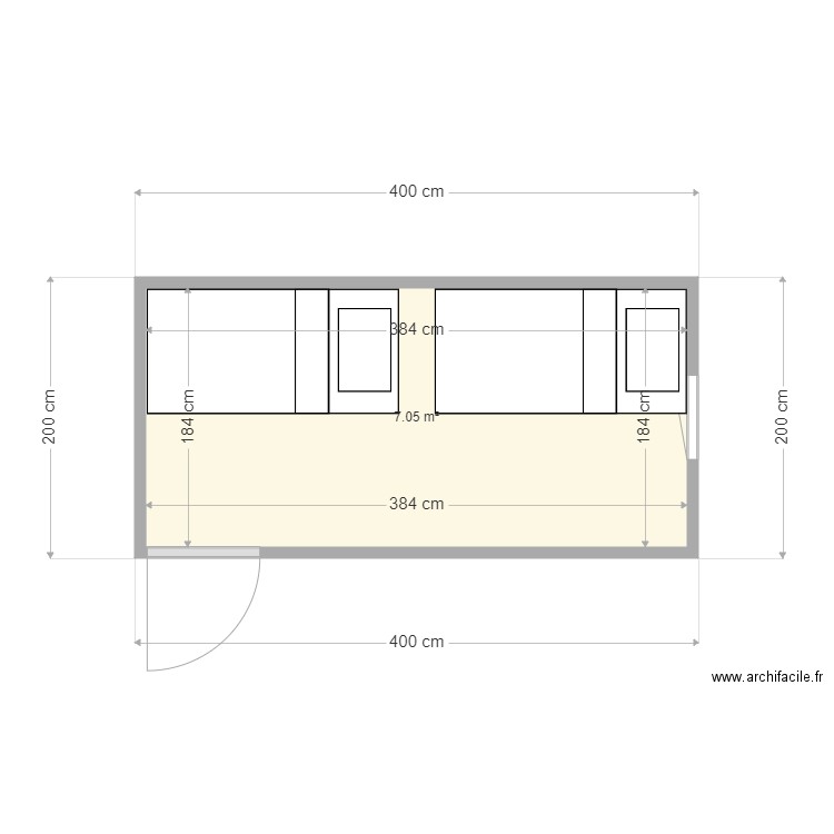 CMB_Chambre. Plan de 1 pièce et 7 m2