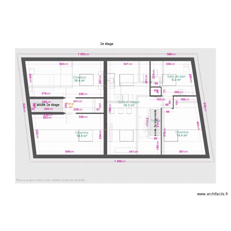 Plan 2D 2e étage. Plan de 0 pièce et 0 m2