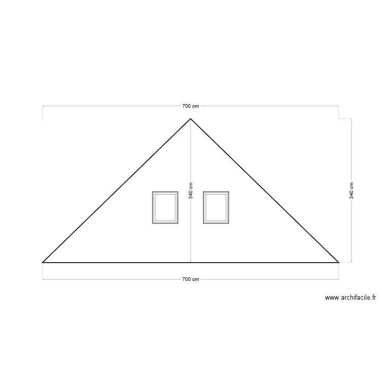 Façade ouest 2 fenêtres. Plan de 0 pièce et 0 m2