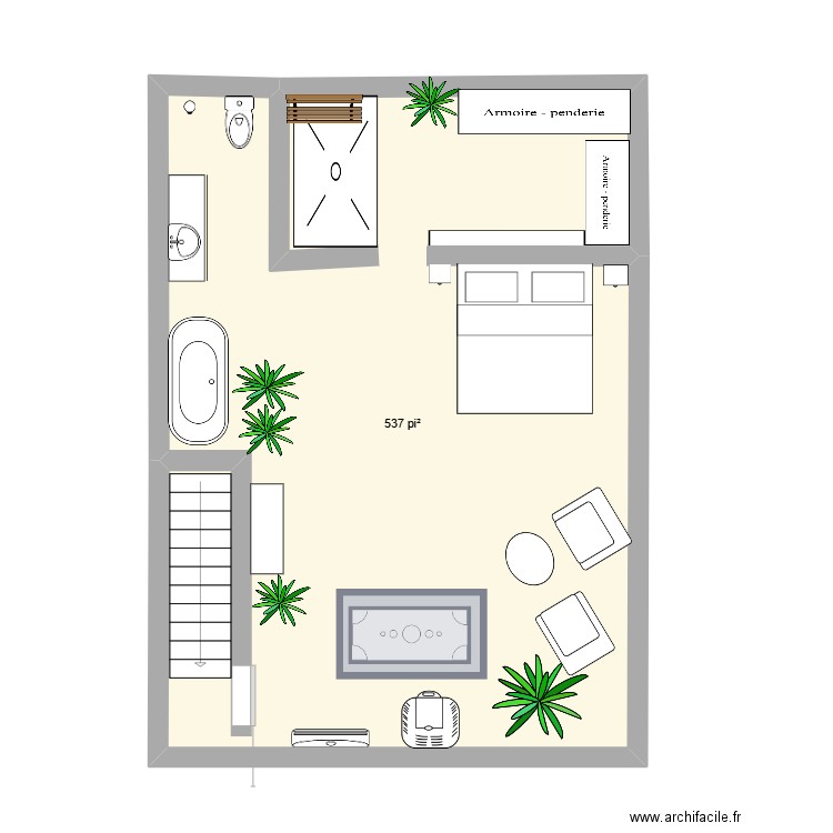 2e étageX30. Plan de 1 pièce et 50 m2