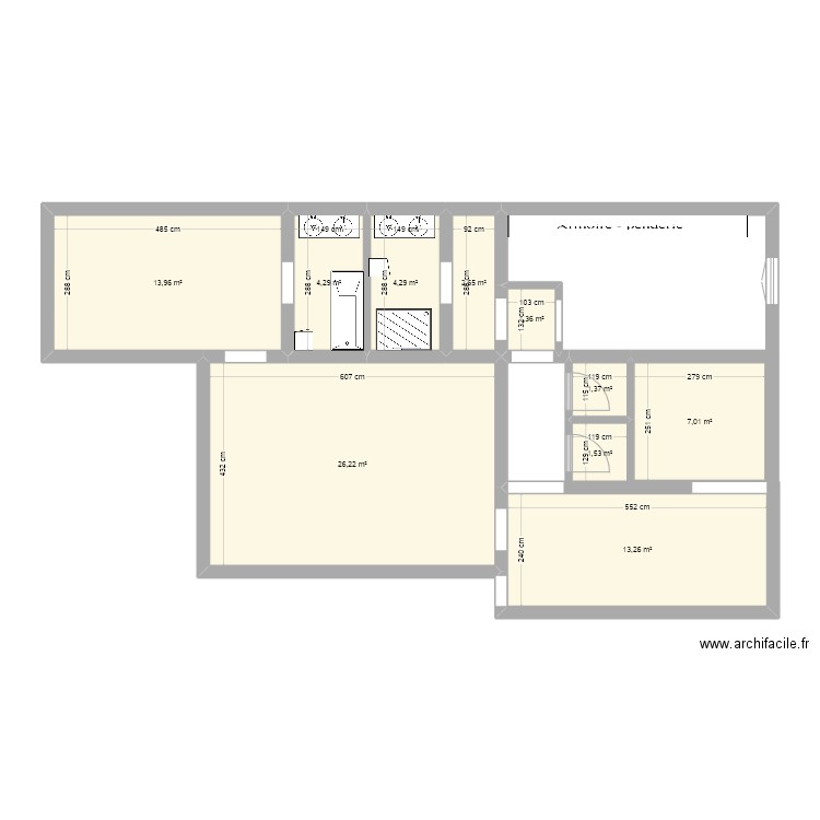 Maison01. Plan de 10 pièces et 76 m2