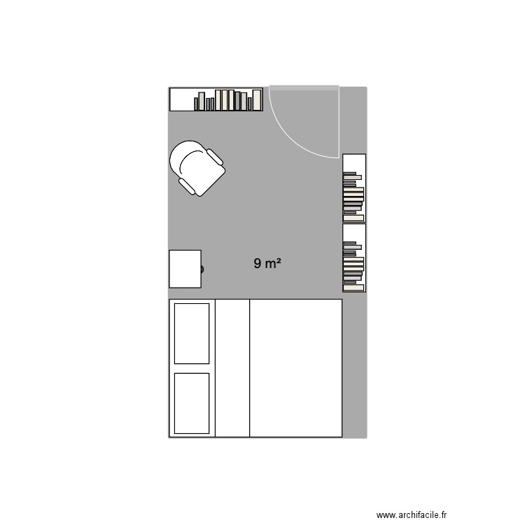 Chambre Maud. Plan de 1 pièce et 9 m2