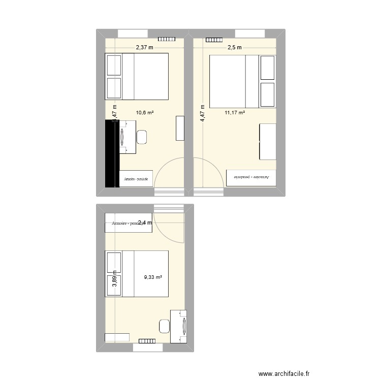 maison. Plan de 3 pièces et 31 m2