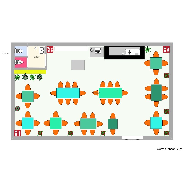 RESTO. Plan de 4 pièces et 83 m2