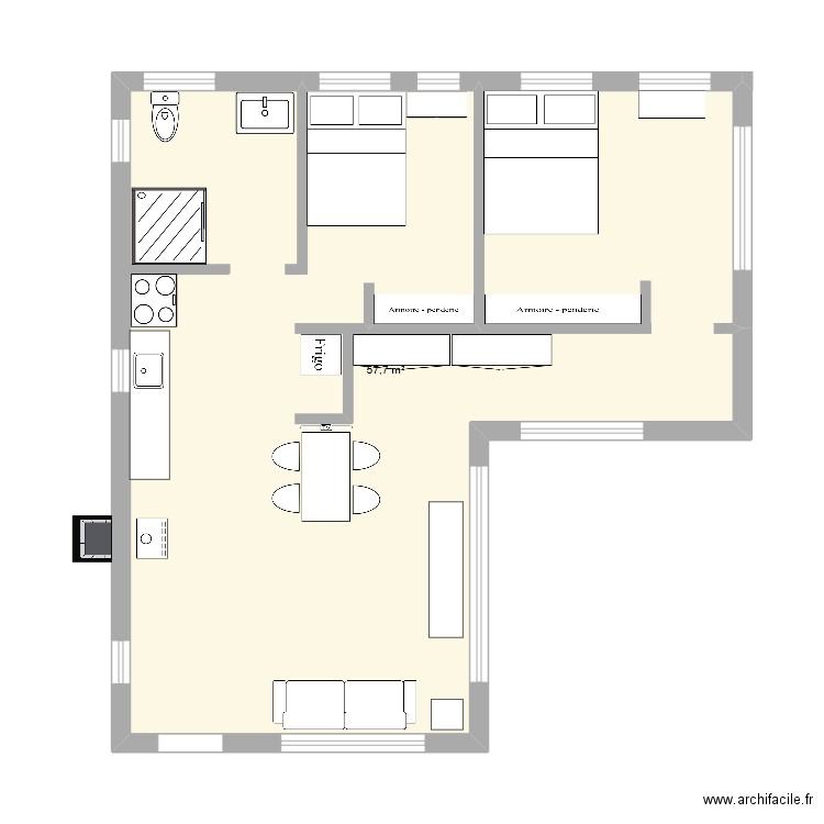 Chalet. Plan de 1 pièce et 58 m2