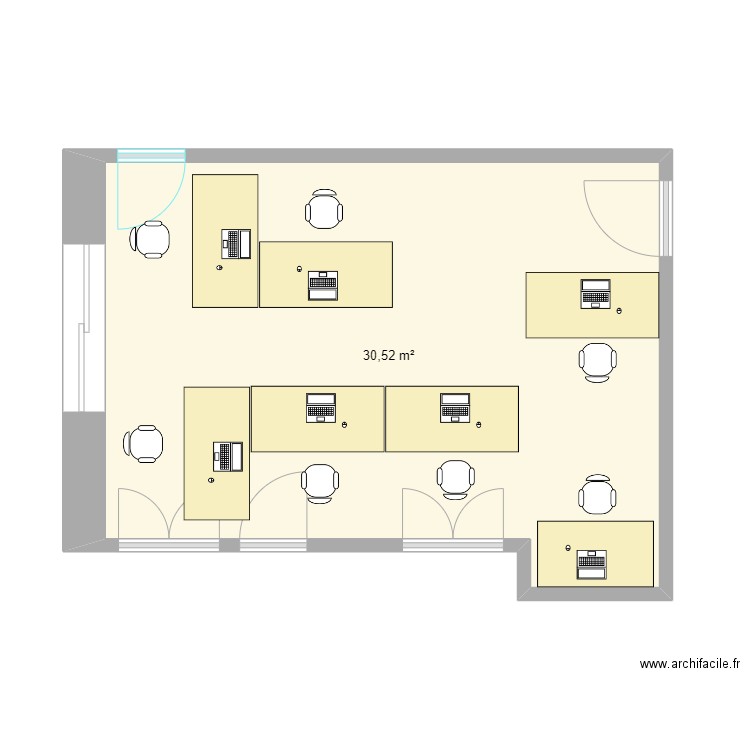 Plan Bureau 2. Plan de 1 pièce et 31 m2