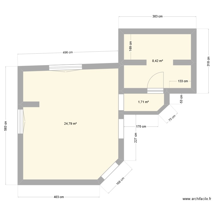 Studio RIga. Plan de 3 pièces et 35 m2