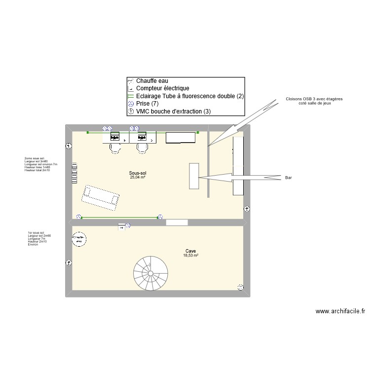 delphine cave. Plan de 2 pièces et 44 m2