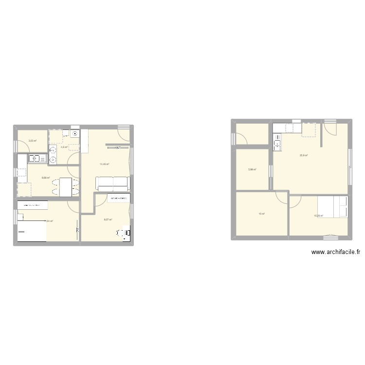 agrandissement. Plan de 10 pièces et 104 m2