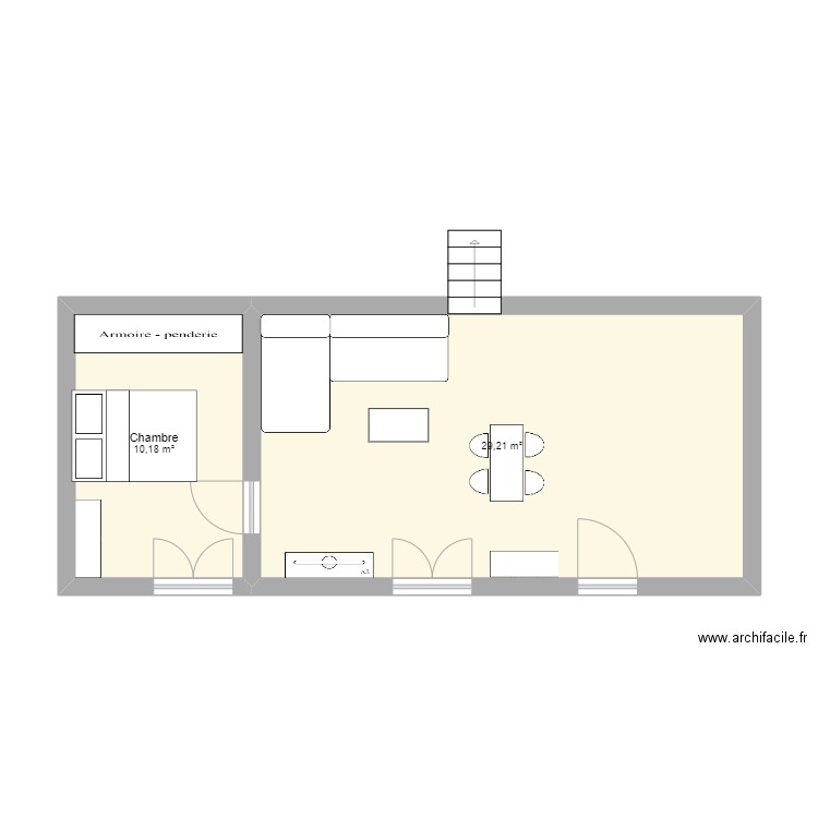 MAISON 3. Plan de 2 pièces et 39 m2