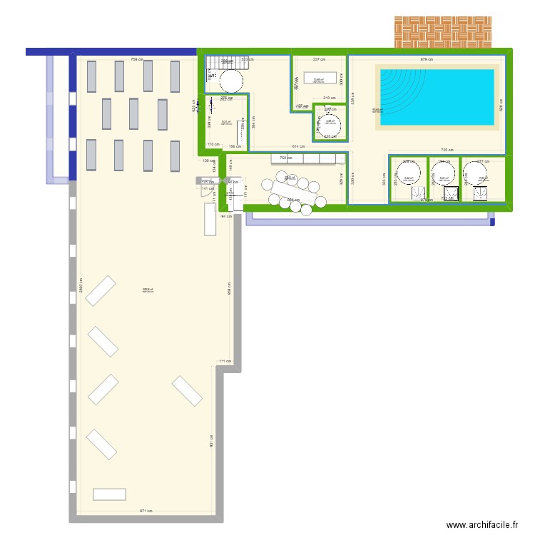 Cabinet existant + extension 2.1 Etage. Plan de 24 pièces et 838 m2