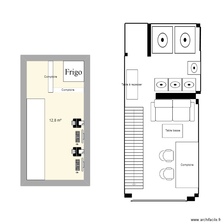 magasin 2. Plan de 1 pièce et 13 m2