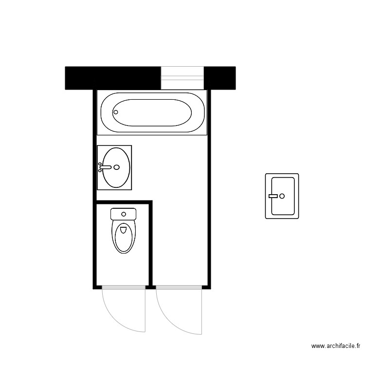 crapanne. Plan de 2 pièces et 5 m2