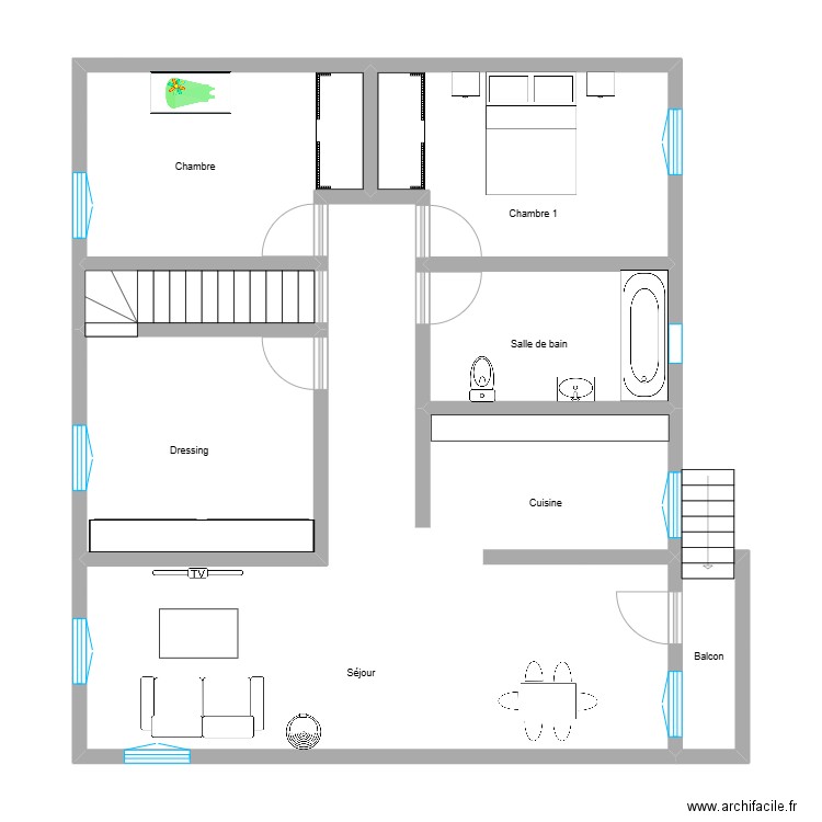 rdc gaillard. Plan de 7 pièces et 88 m2