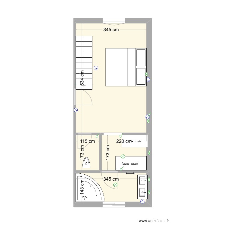 SUITE PARENTALE. Plan de 4 pièces et 29 m2