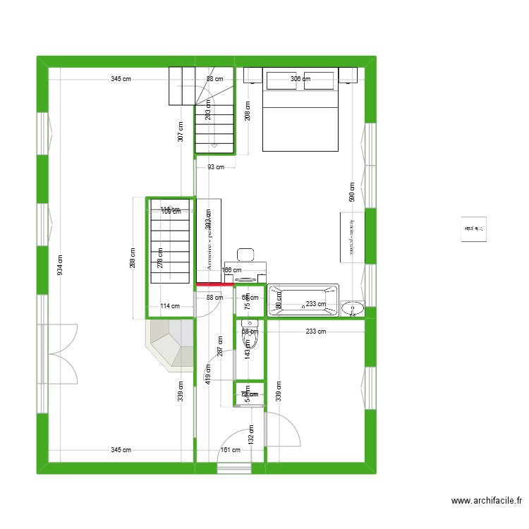 R+1 MAROLLES après modifications envisagées. Plan de 9 pièces et 68 m2