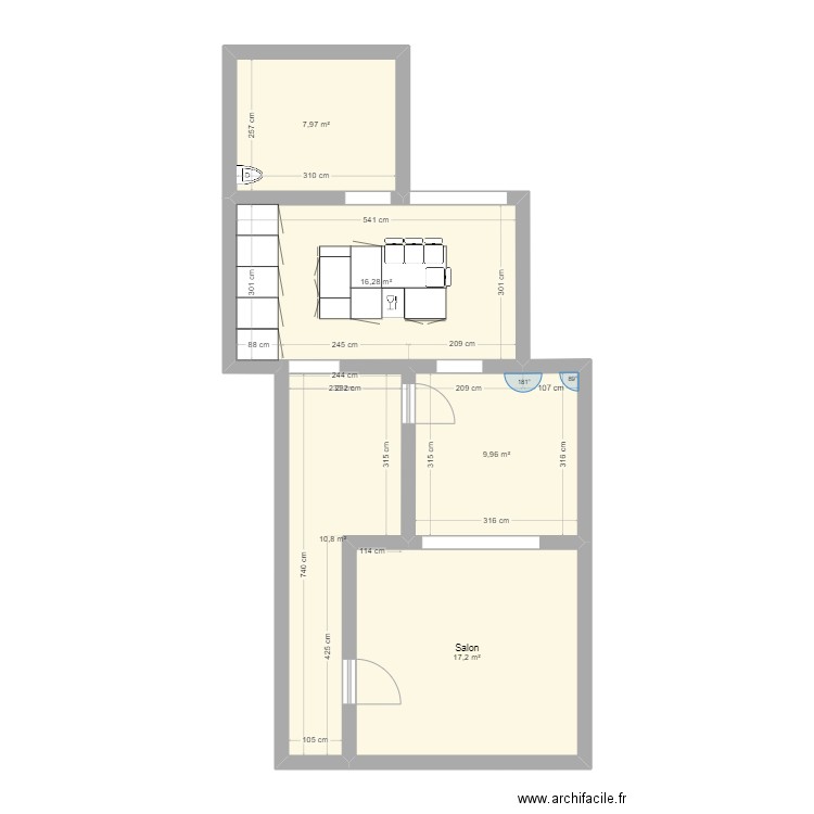 Maison2. Plan de 5 pièces et 62 m2