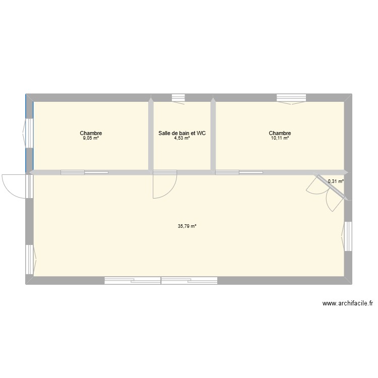 maison . Plan de 5 pièces et 60 m2