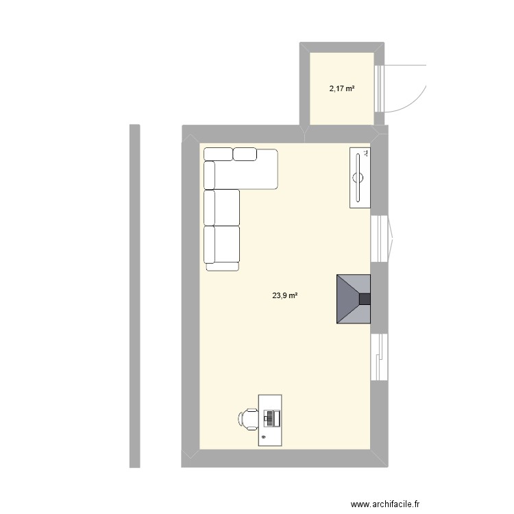 Plan 2. Plan de 2 pièces et 26 m2