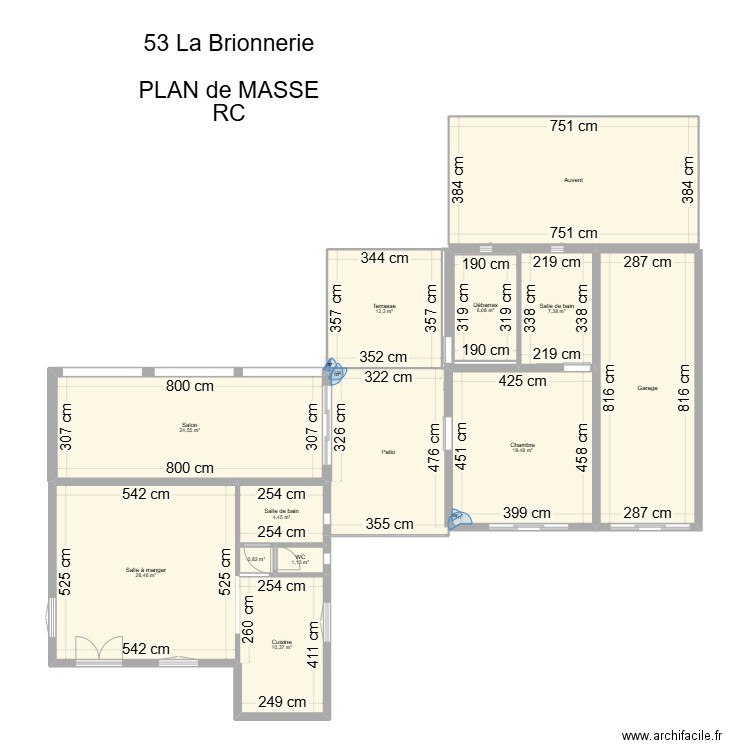 La brionnerie état existant. Plan de 13 pièces et 184 m2