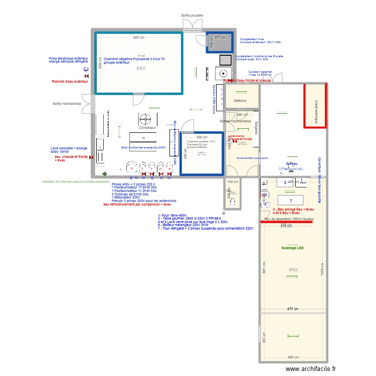 labo forge. Plan de 8 pièces et 127 m2