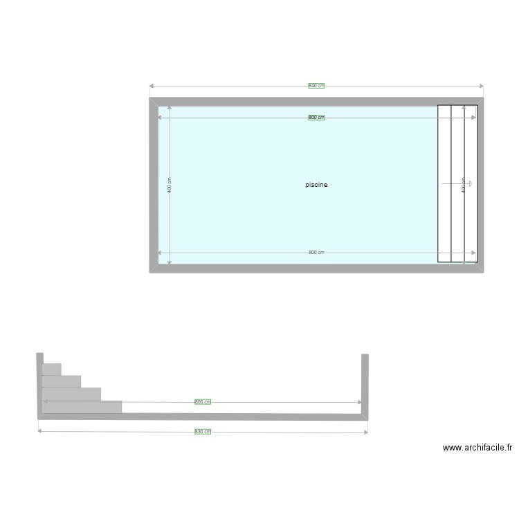 Plan en coupe piscine. Plan de 0 pièce et 0 m2