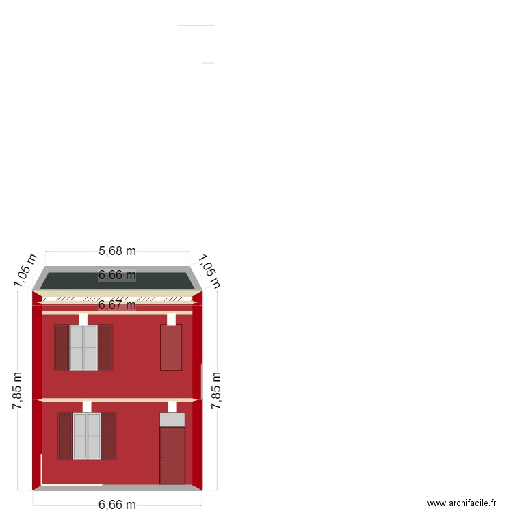 Plan de de façade futur. Plan de 4 pièces et 48 m2