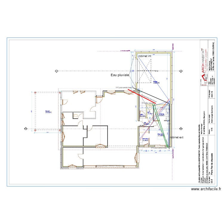 PLAN PLOMBERIE  EXTENSION . Plan de 0 pièce et 0 m2